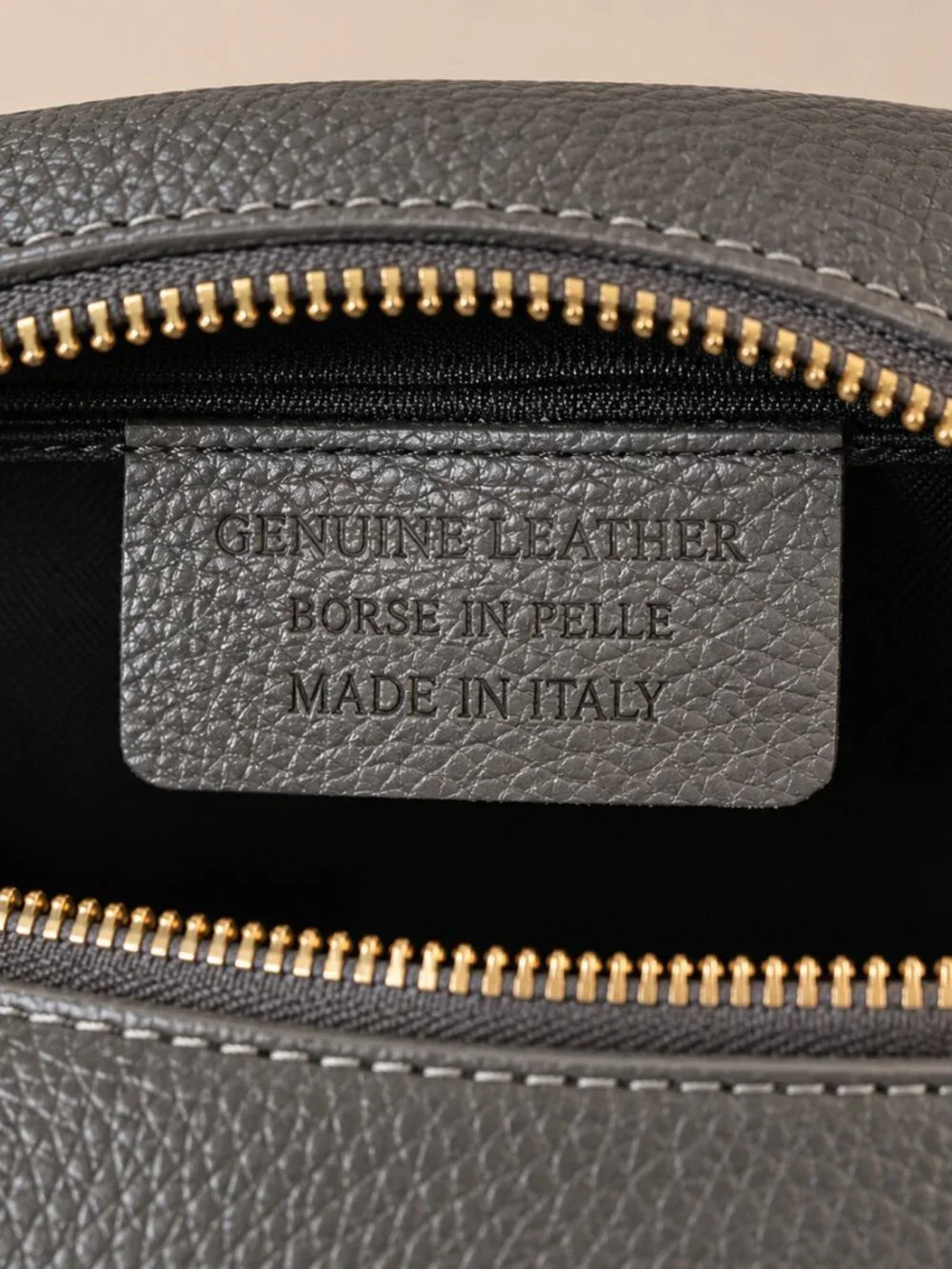 Grey Genuine Leather Crossbody Bag, Italian Leather Shoulder Bag